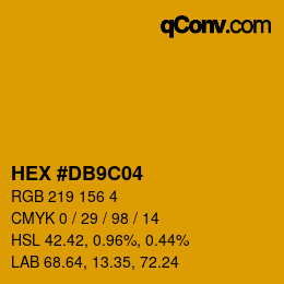 カラーコード: HEX #DB9C04 | qconv.com