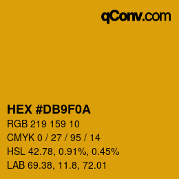 Color code: HEX #DB9F0A | qconv.com
