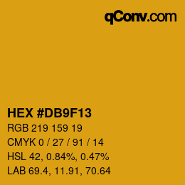 カラーコード: HEX #DB9F13 | qconv.com