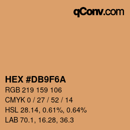 Color code: HEX #DB9F6A | qconv.com