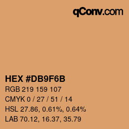 Color code: HEX #DB9F6B | qconv.com