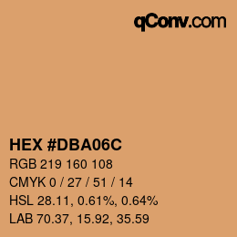 颜色代码: HEX #DBA06C | qconv.com
