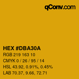 颜色代码: HEX #DBA30A | qconv.com