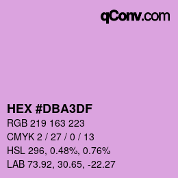 カラーコード: HEX #DBA3DF | qconv.com