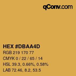 颜色代码: HEX #DBAA4D | qconv.com