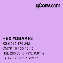 Color code: HEX #DBAAF2 | qconv.com