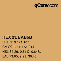 Color code: HEX #DBAB6B | qconv.com