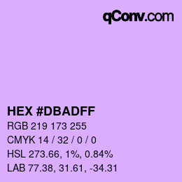 Color code: HEX #DBADFF | qconv.com