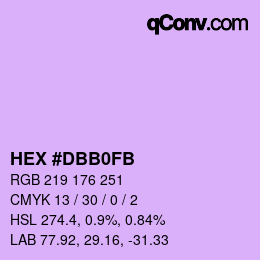 カラーコード: HEX #DBB0FB | qconv.com
