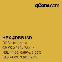 Color code: HEX #DBB13D | qconv.com