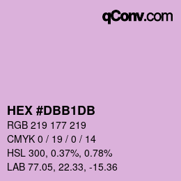 Color code: HEX #DBB1DB | qconv.com