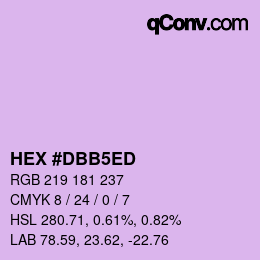 Color code: HEX #DBB5ED | qconv.com