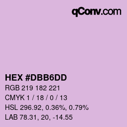 颜色代码: HEX #DBB6DD | qconv.com