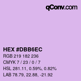 カラーコード: HEX #DBB6EC | qconv.com