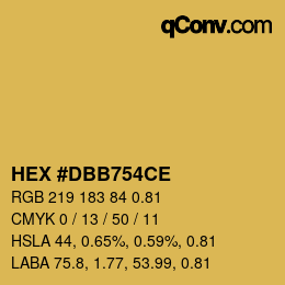 Farbcode: HEX #DBB754CE | qconv.com
