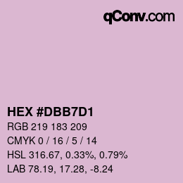 颜色代码: HEX #DBB7D1 | qconv.com