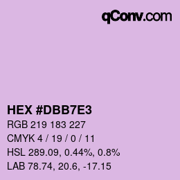 颜色代码: HEX #DBB7E3 | qconv.com