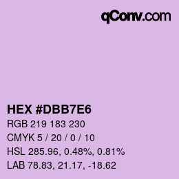 颜色代码: HEX #DBB7E6 | qconv.com