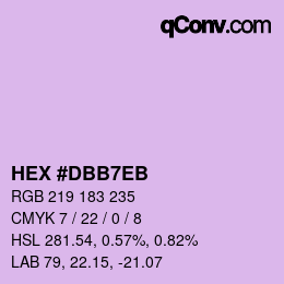 颜色代码: HEX #DBB7EB | qconv.com
