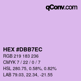 颜色代码: HEX #DBB7EC | qconv.com