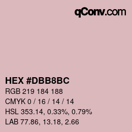 颜色代码: HEX #DBB8BC | qconv.com