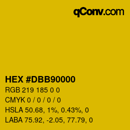 Farbcode: HEX #DBB90000 | qconv.com