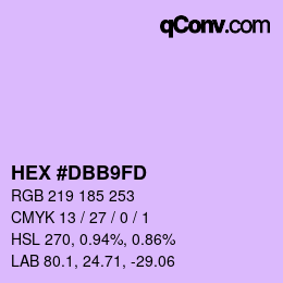 カラーコード: HEX #DBB9FD | qconv.com