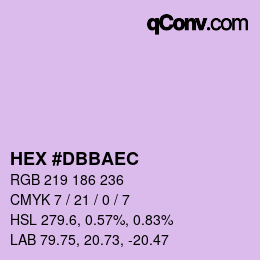 颜色代码: HEX #DBBAEC | qconv.com