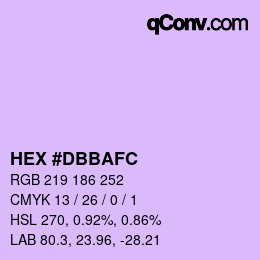 カラーコード: HEX #DBBAFC | qconv.com
