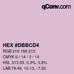 カラーコード: HEX #DBBCD4 | qconv.com