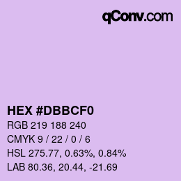 Color code: HEX #DBBCF0 | qconv.com