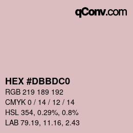 颜色代码: HEX #DBBDC0 | qconv.com