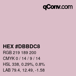 颜色代码: HEX #DBBDC8 | qconv.com