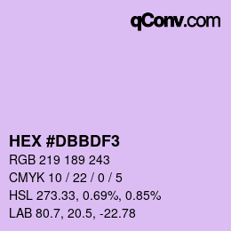 Color code: HEX #DBBDF3 | qconv.com