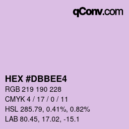 颜色代码: HEX #DBBEE4 | qconv.com