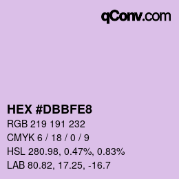 Color code: HEX #DBBFE8 | qconv.com
