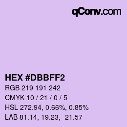 Color code: HEX #DBBFF2 | qconv.com
