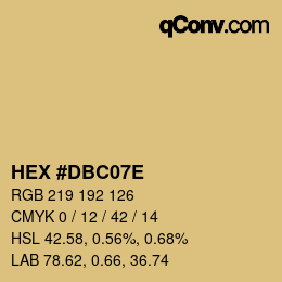 Color code: HEX #DBC07E | qconv.com