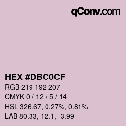 颜色代码: HEX #DBC0CF | qconv.com
