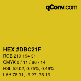 カラーコード: HEX #DBC21F | qconv.com