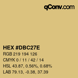 Color code: HEX #DBC27E | qconv.com