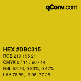 Color code: HEX #DBC315 | qconv.com