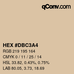 Código de color: HEX #DBC3A4 | qconv.com