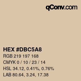 Color code: HEX #DBC5A8 | qconv.com