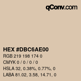 Code couleur: HEX #DBC6AE00 | qconv.com