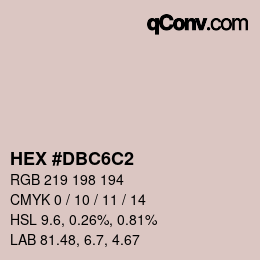カラーコード: HEX #DBC6C2 | qconv.com