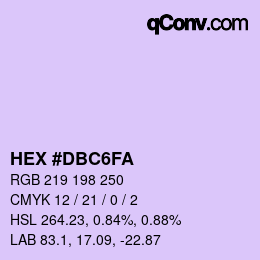 Código de color: HEX #DBC6FA | qconv.com