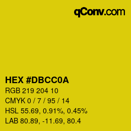 カラーコード: HEX #DBCC0A | qconv.com