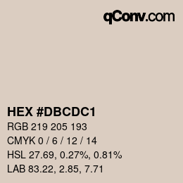 Color code: HEX #DBCDC1 | qconv.com