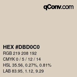 颜色代码: HEX #DBD0C0 | qconv.com
